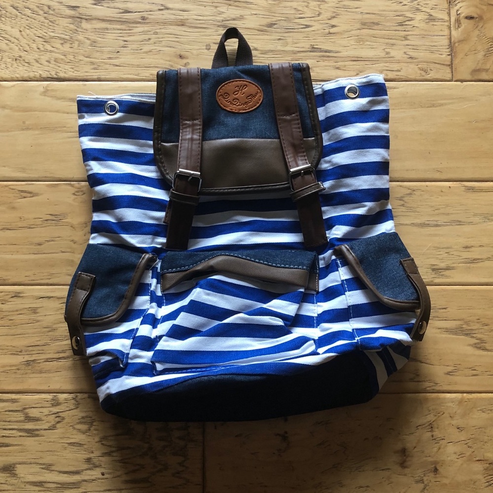 NWOT Blue & White Striped Bag
